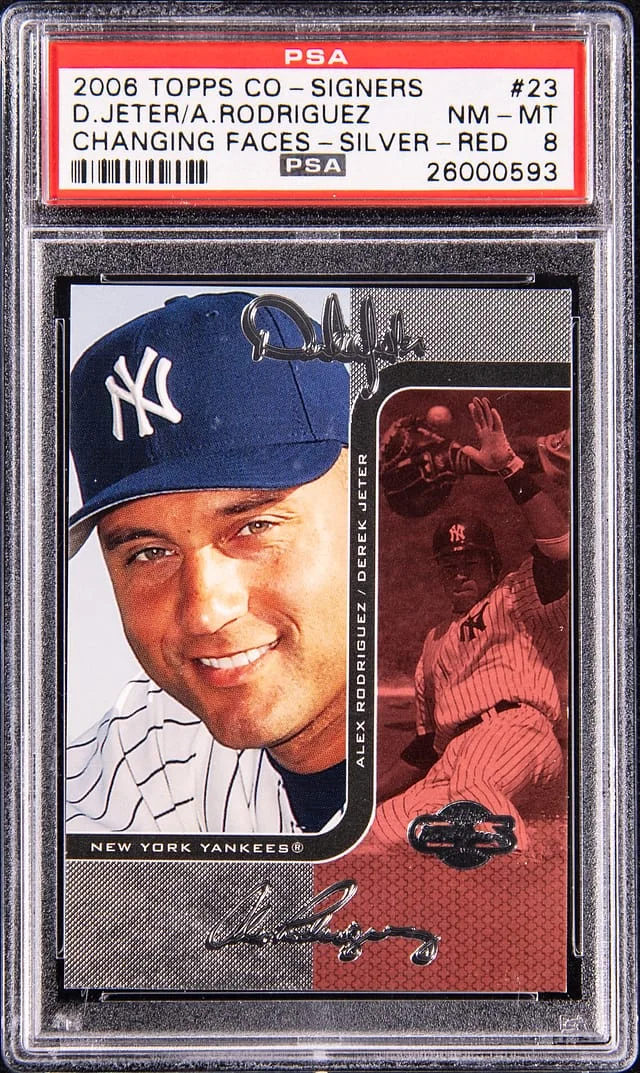2006 Topps Derek Jeter/Alex Rodriguez Co-Signers Changing Faces Silver-Red #23 card image