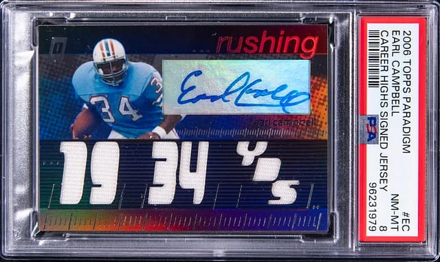 2006 Topps Earl Campbell Paradigm Career Highs Signed Jersey #TPCHR-EC card image