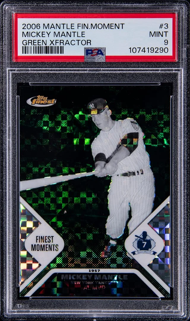 2006 Topps Finest Mickey Mantle Mantle's Finest Moments Green XFractor #MMFM3 card image
