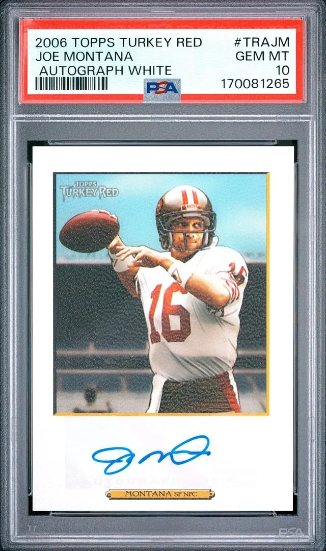 2006 Topps Joe Montana Turkey Red Autograph White #TRA-JM card image