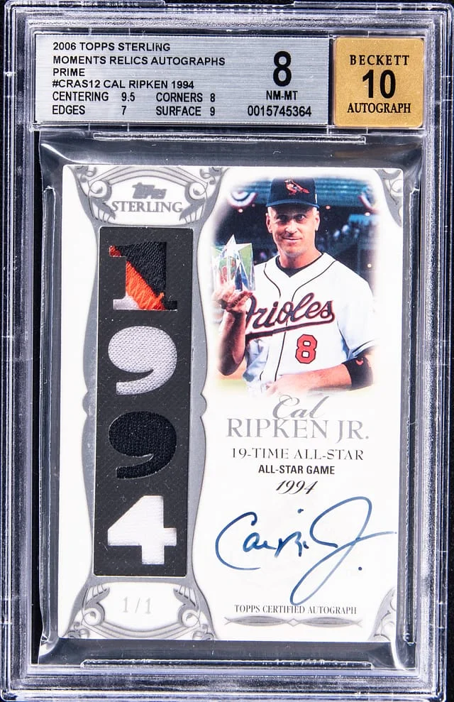 2006 Topps Sterling Cal Ripken Jr. Moments Relics Autographs Prime #CR-AS12 card image
