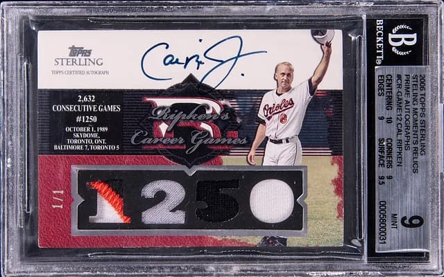 2006 Topps Sterling Cal Ripken Jr. Moments Relics Prime Autograph #CR-GAME12 card image