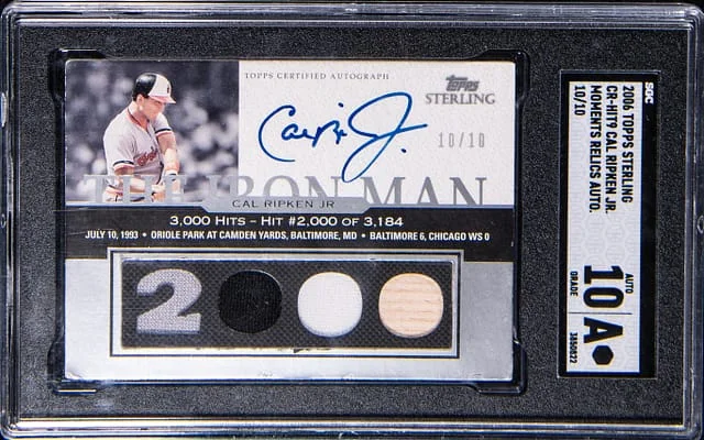 2006 Topps Sterling Cal Ripken Jr. Moments Relic Auutographs #CR-HIT9 card image