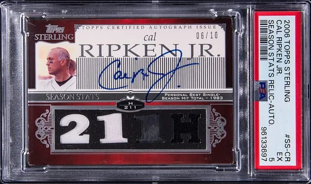 2006 Topps Sterling Cal Ripken Jr. Season Stats Relic Autograph #SS-CR card image