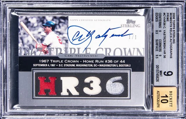 2006 Topps Sterling Carl Yastrzemski Moments Relics Autographs Prime #CY-HR36 card image