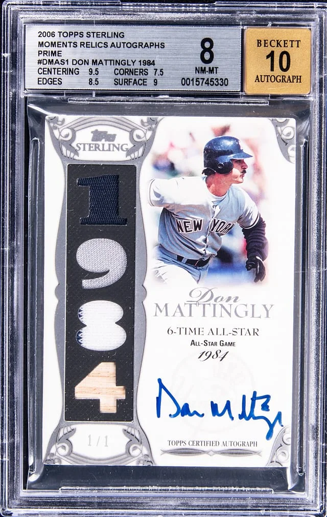 2006 Topps Sterling Don Mattingly Moments Relics Autographs Prime #DM-AS1 card image