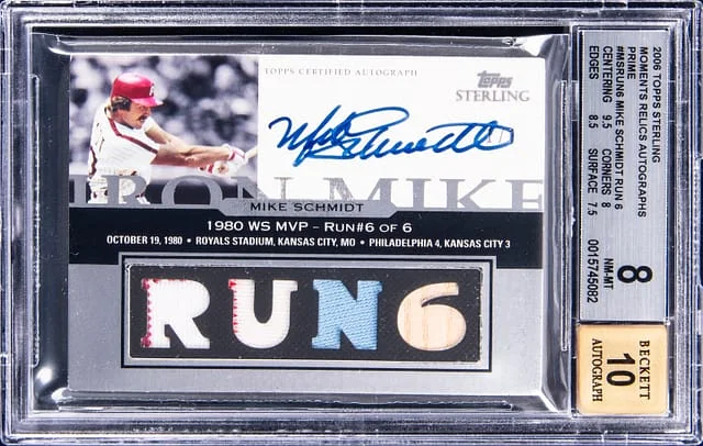 2006 Topps Sterling Mike Schmidt Moments Relics Autographs Prime #MS-RUN6 card image