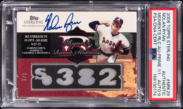 2006 Topps Sterling Nolan Ryan Moments Relics Autograph Prime Record Strikeouts #NR-K29 card image