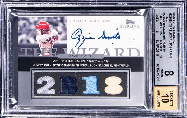 2006 Topps Sterling Ozzie Smith Moments Relics Autographs Prime #OS-DB18 card image
