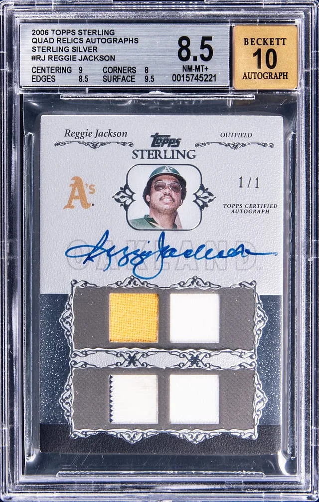 2006 Topps Sterling Reggie Jackson Quad Relics Autographs Sterling Silver #RJ-4R card image