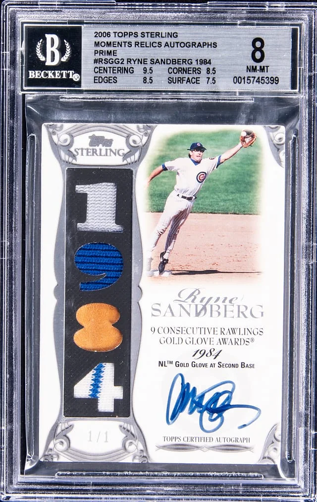 2006 Topps Sterling Ryne Sandberg Moments Relics Autographs Prime #RS-GG2 card image