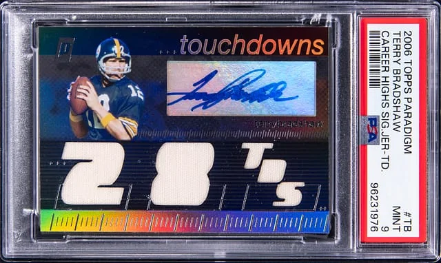 2006 Topps Terry Bradshaw Paradigm Career Highs Signature Jersey Touchdowns #TPCHTD-TB card image