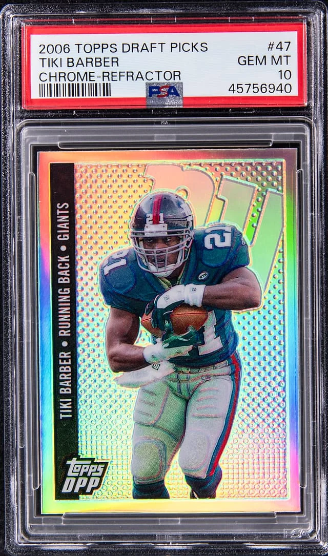 2006 Topps Tiki Barber Draft Picks Chrome Refractor #47 card image
