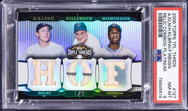 2006 Topps Triple Threads Al Kaline/Harmon Killebrew/Frank Robinson Relic Combos Platinum #TTRC-127 card image