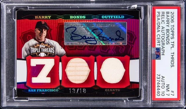 2006 Topps Triple Threads Barry Bonds Relic Autograph #TTRA-7 card image
