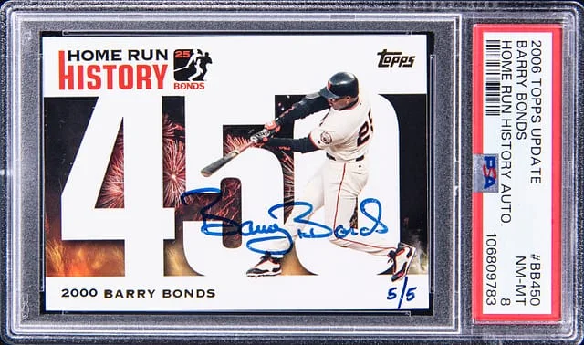 2006 Topps Update Barry Bonds Home Run History Autograph #BB450 card image