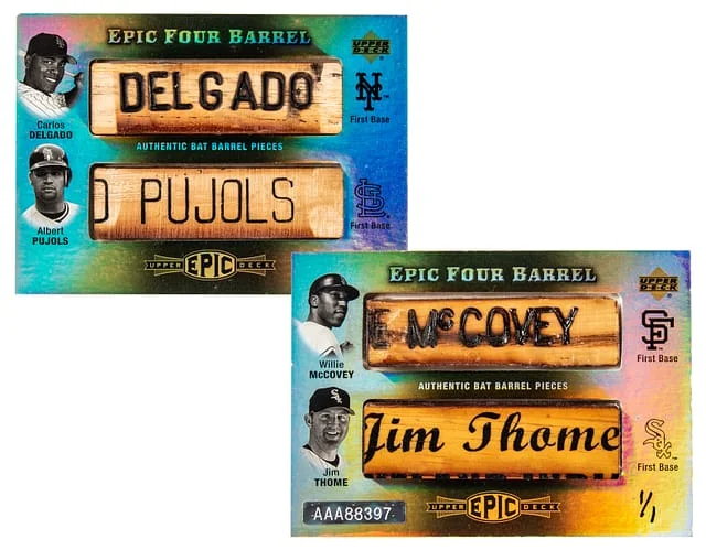2006 Upper Deck Carlos Delgado/Albert Pujols/Willie McCovey/Jim Thome Game-Used Bat Epic Four Barrel #EFB-MTDP card image