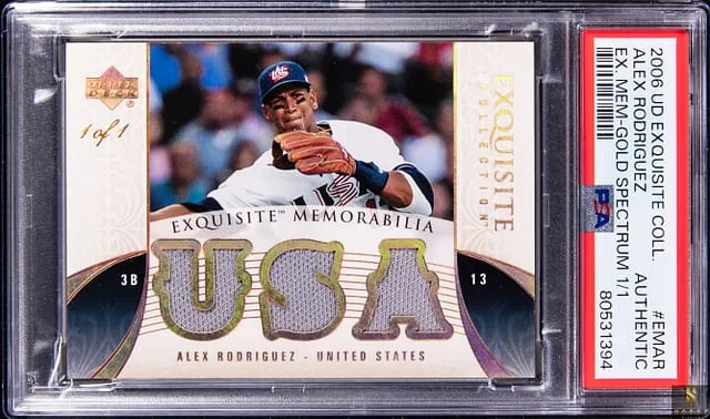 2006 Upper Deck Exquisite Collection Alex Rodriguez Exquisite Memorabilia Gold Spectrum #EMAR card image