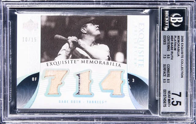 2006 Upper Deck Exquisite Collection Babe Ruth Memorabilia Platinum #EM-BR card image