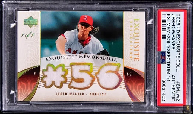 2006 Upper Deck Exquisite Collection Jered Weaver Exquisite Memorabilia Gold Spectrum #EMJW2 card image