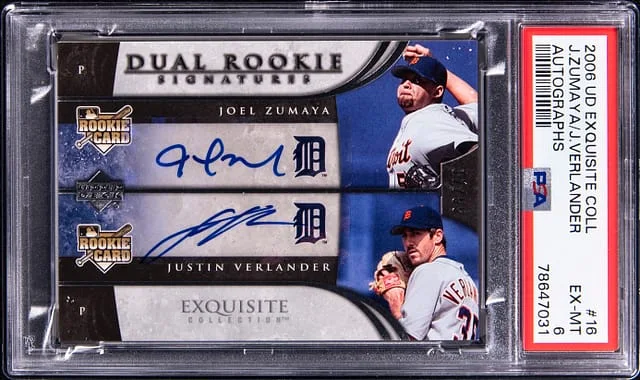 2006 Upper Deck Exquisite Collection Joel Zumaya/Justin Verlander Dual Autograph #16 card image