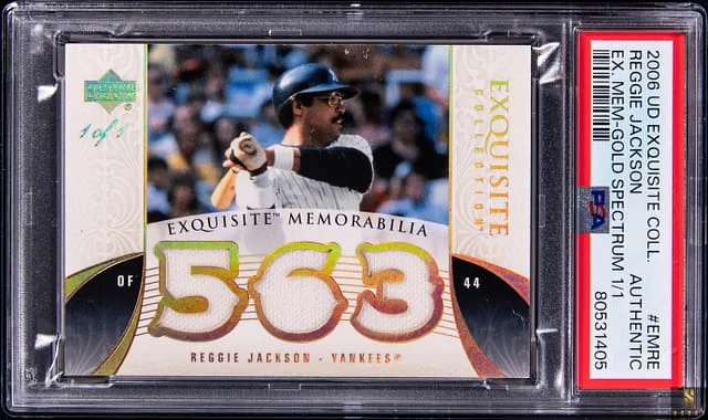 2006 Upper Deck Exquisite Collection Reggie Jackson Exquisite Memorabilia Gold Spectrum #EMRE card image