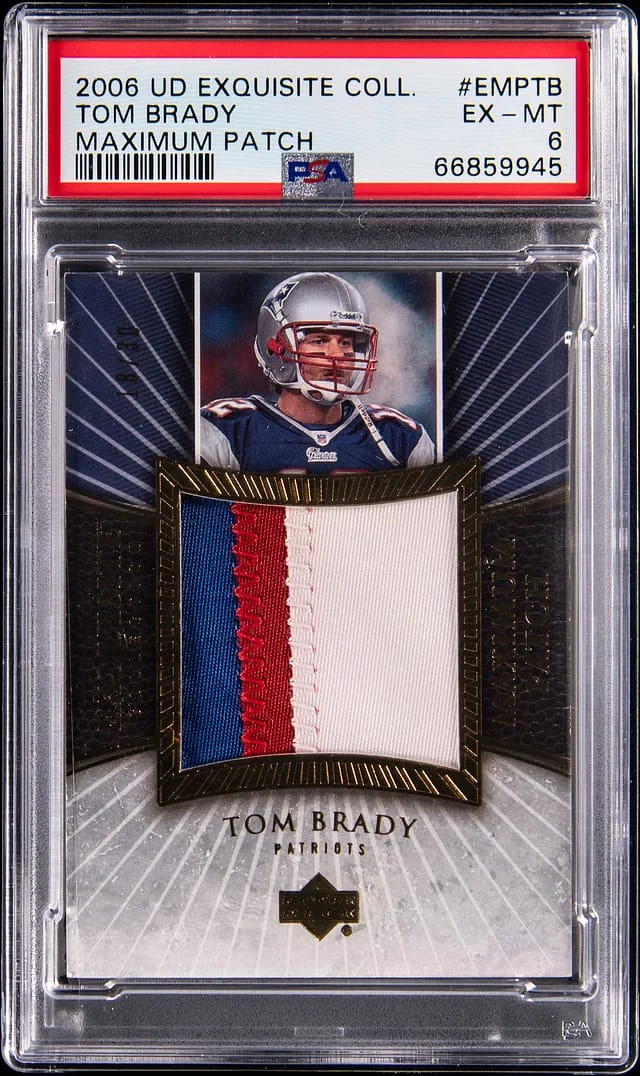 2006 Upper Deck Exquisite Collection Tom Brady Game-Used Maximum Patch #EMP-TB card image