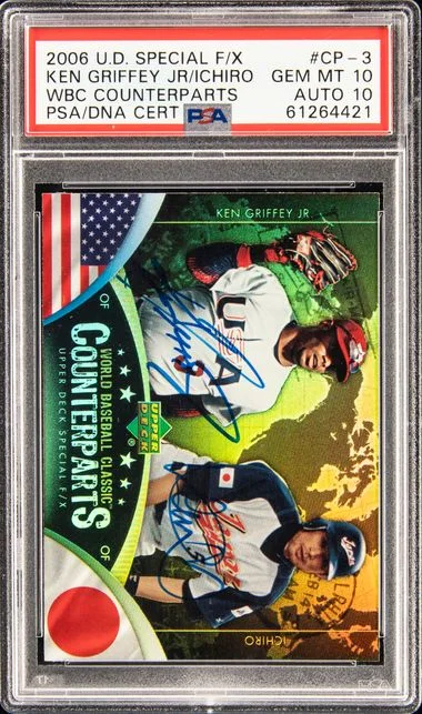 2006 Upper Deck Ichiro/Ken Griffey Jr. Special F/X WBC Counterparts Dual Autographs #CP-3 card image