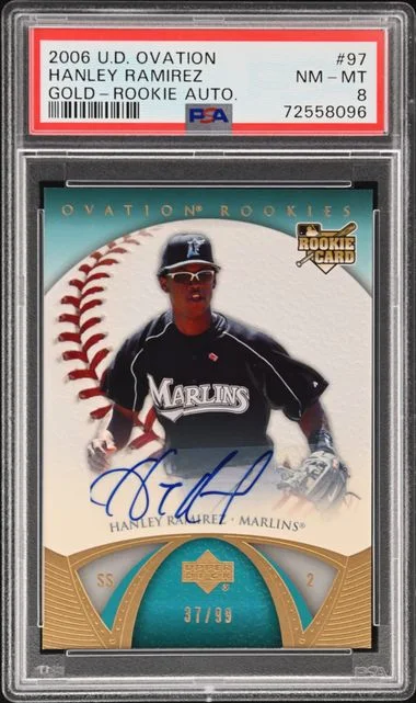 2006 Upper Deck Ovation Hanley Ramirez Gold- Autograph #97 card image