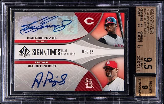 2006 Upper Deck SP Authentic Ken Griffey Jr./Albert Pujols Sign of the Times Dual Signatures #ST2-GP card image