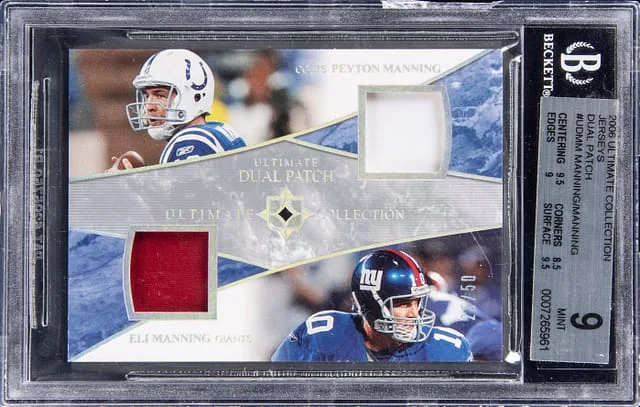 2006 Upper Deck Ultimate Collection Peyton Manning/Eli Manning Dual Patch #UD-MM card image