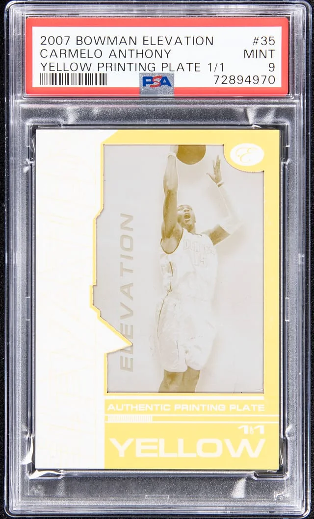 2007-08 Bowman Carmelo Anthony Elevation Yellow Printing Plate #35 card image