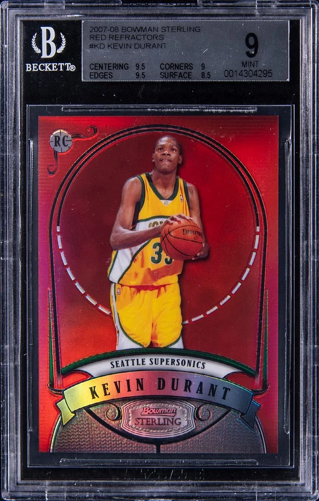 2007-08 Bowman Sterling Kevin Durant Red Refractor #KD card image