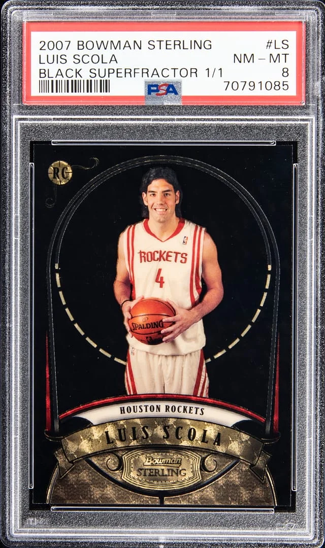 2007-08 Bowman Sterling Luis Scola Black Superfractor #LS card image