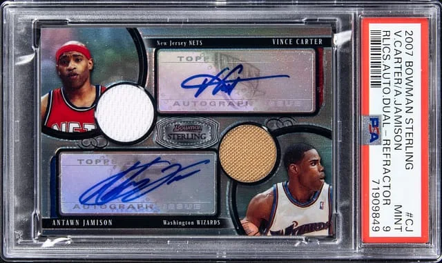 2007-08 Bowman Sterling Vince Carter/Antawn Jamison Relics Autograph Dual Refractor #CJ card image