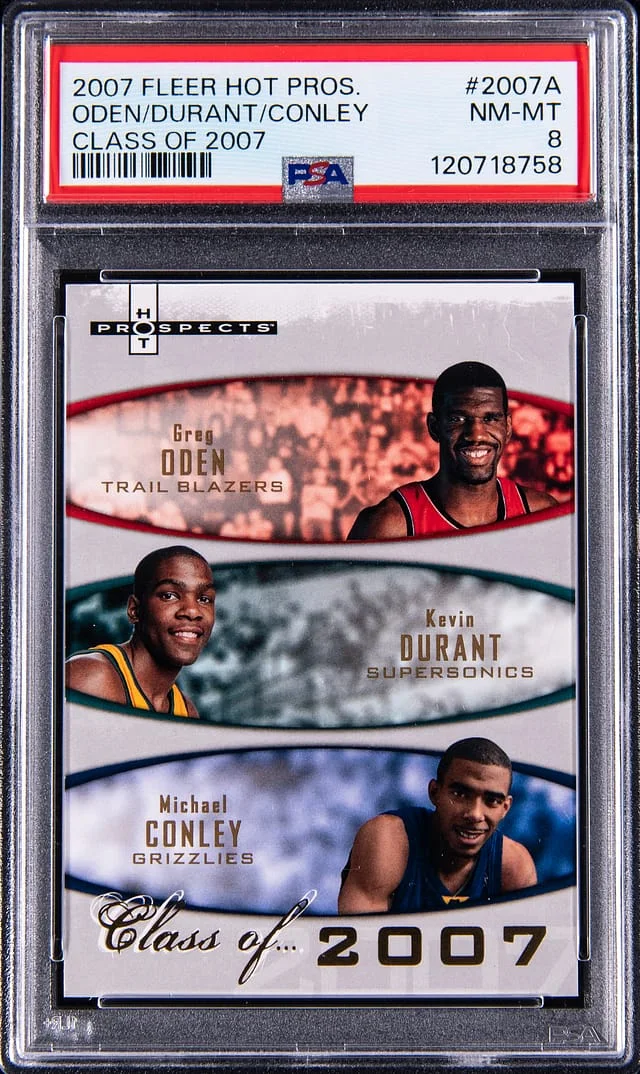 2007-08 Fleer Hot Prospects Greg Oden/Kevin Durant/Michael Conley Class of 2007 #2007-A card image