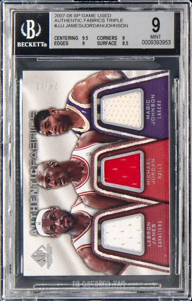 2007-08 SP Game Used Authentic Fabrics Triple LeBron James , Michael Jordan, Magic Johnson #no-number card image
