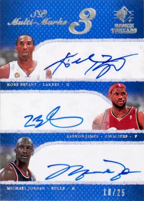 2007-08 SP Rookie Threads Michael Jordan SP Marks Triple #MT-JBJ card image