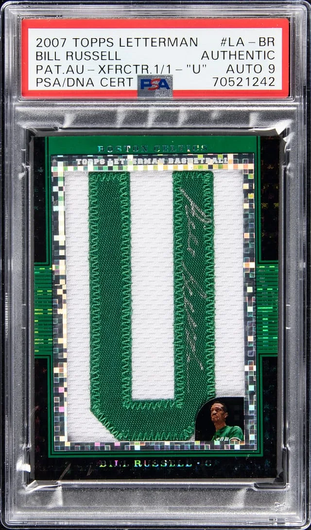 2007-08 Topps Bill Russell Letterman Patch Autograph XFractor #LA-BR card image