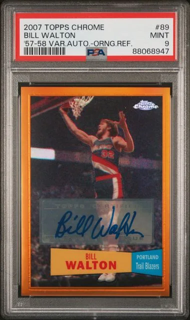 2007-08 Topps Chrome Bill Walton 1957-58 Variation Autograph-Orange Refractor #89 card image