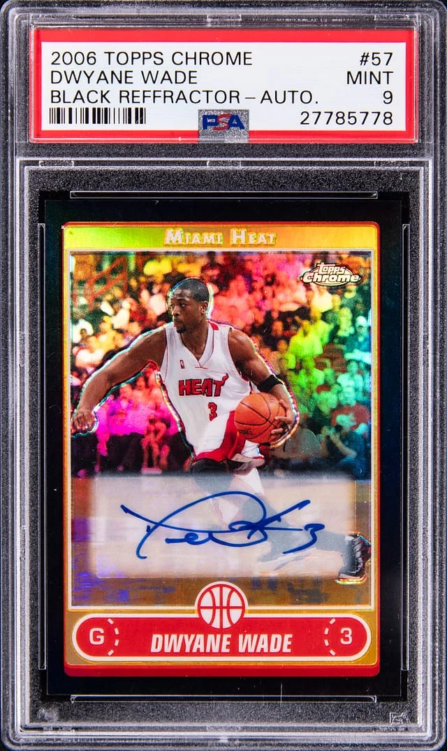 2007-08 Topps Chrome Black Dwyane Wade Refractor Autograph #57 card image