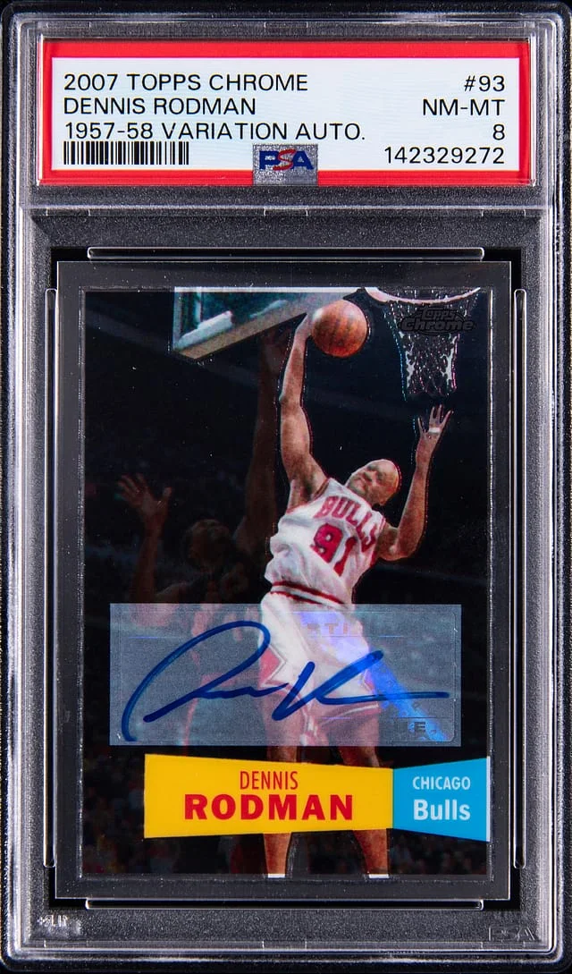 2007-08 Topps Chrome Dennis Rodman 1957-58 Variation Autograph #93 card image