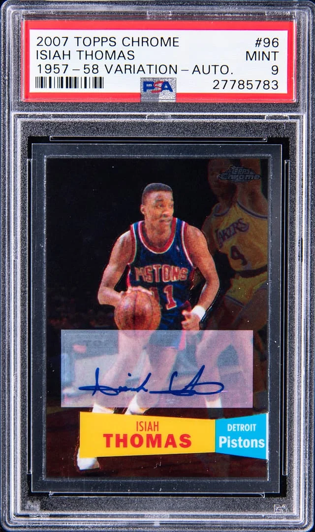 2007-08 Topps Chrome Isiah Thomas 1957-58 Variation Autograph #96 card image