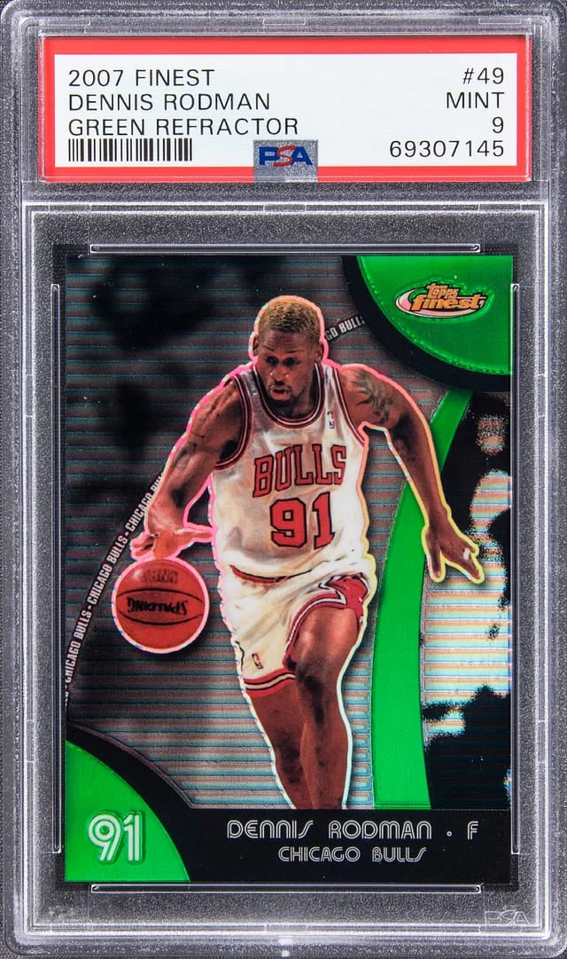 2007-08 Topps Finest Dennis Rodman Green Refractor #49 card image