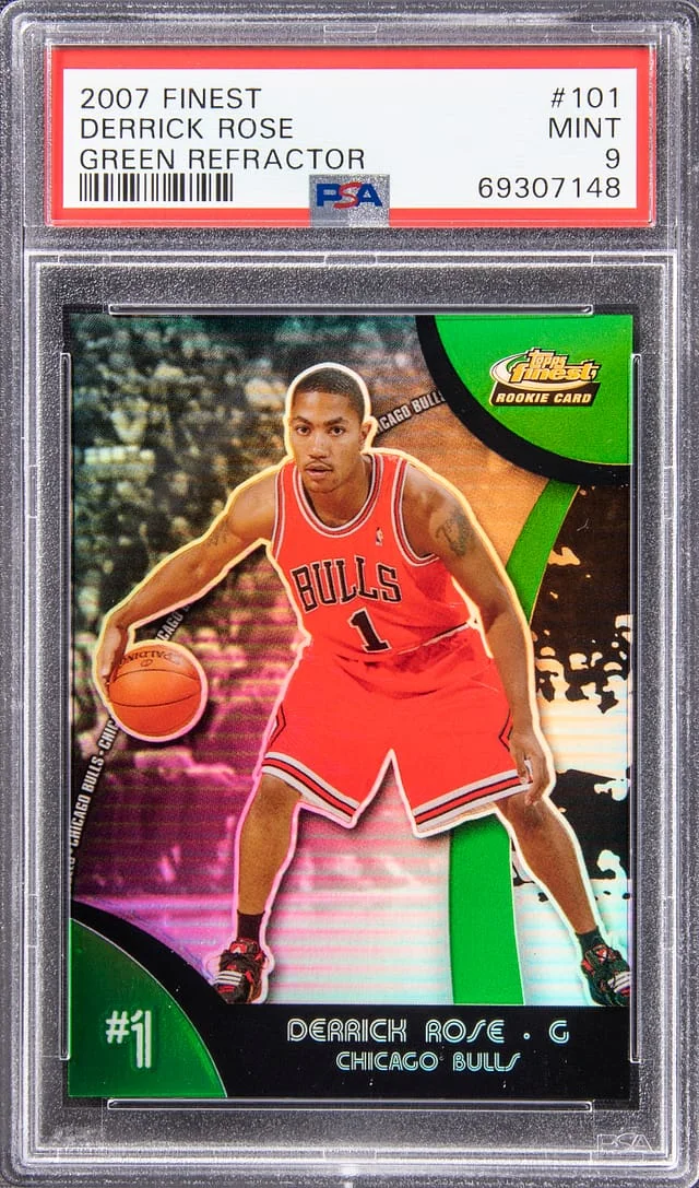 2007-08 Topps Finest Derrick Rose Green Refractor #101 card image