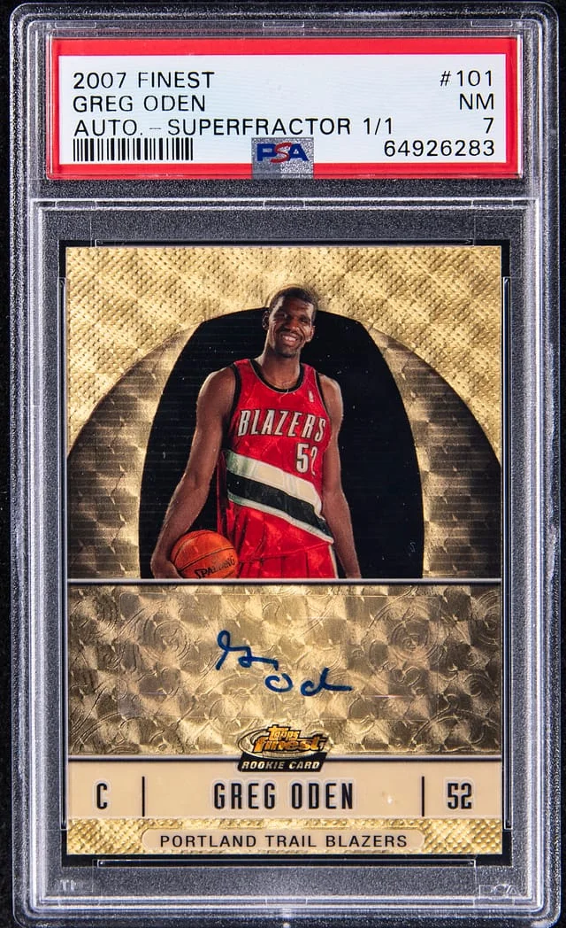 2007-08 Topps Finest Greg Oden Autograph SuperFractor #101 card image