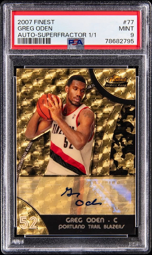 2007-08 Topps Finest Greg Oden Autograph SuperFractor #77 card image