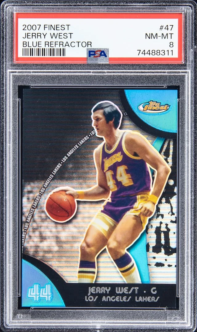 2007-08 Topps Finest Jerry West Green Refractor #47 card image