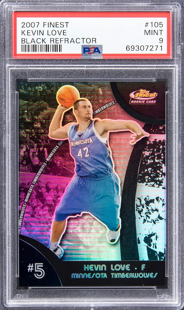 2007-08 Topps Finest Kevin Love Black Refractor #105 card image