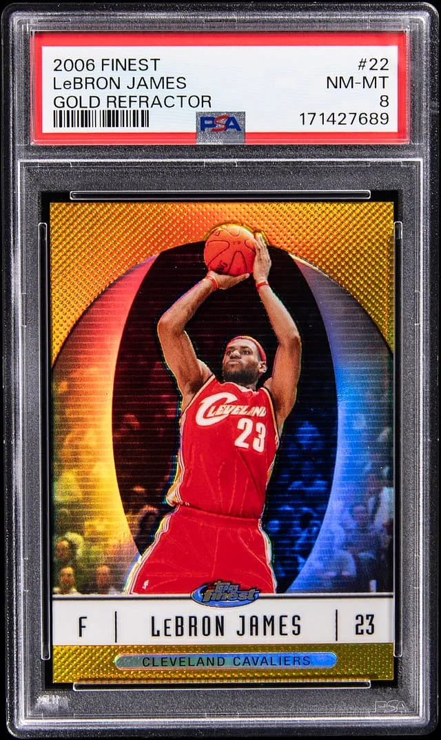 2007-08 Topps Finest LeBron James Gold Refractor #22 card image